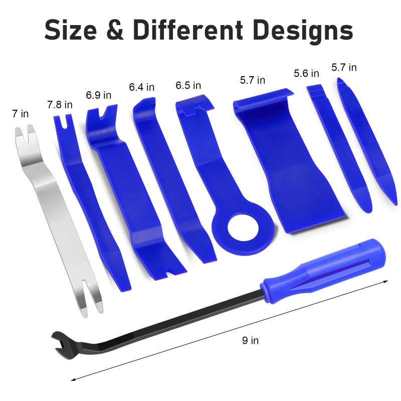 GLK Auto Trim Removal Tool Set Door Clip Panel Removal Tool Set Car Pry Tool with Fastener Remover for Car Dash Radio Audio Installer Pry Tool 9PCS - Image 2
